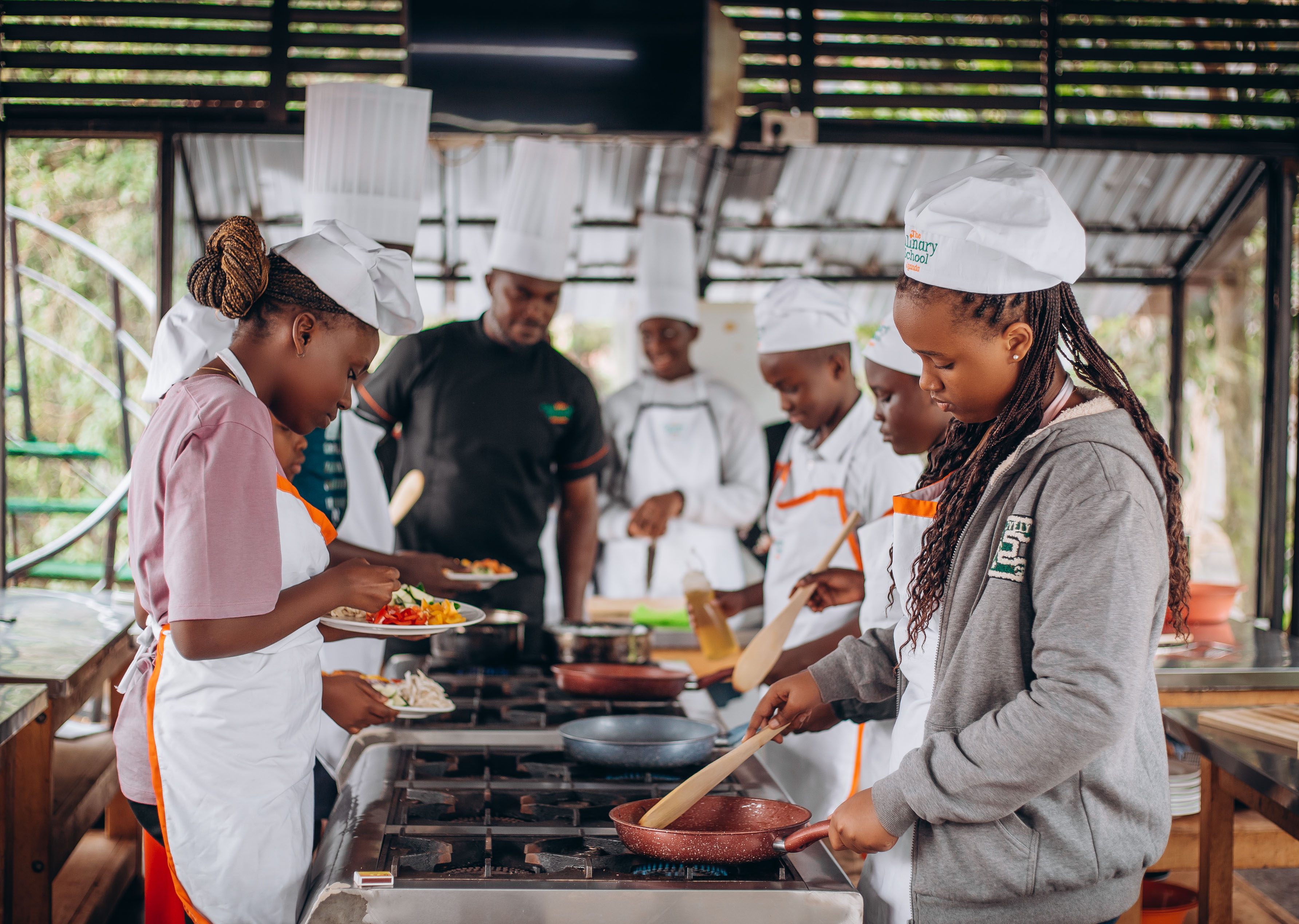 People at a concert facing the stage with various colours of paint powder in the air